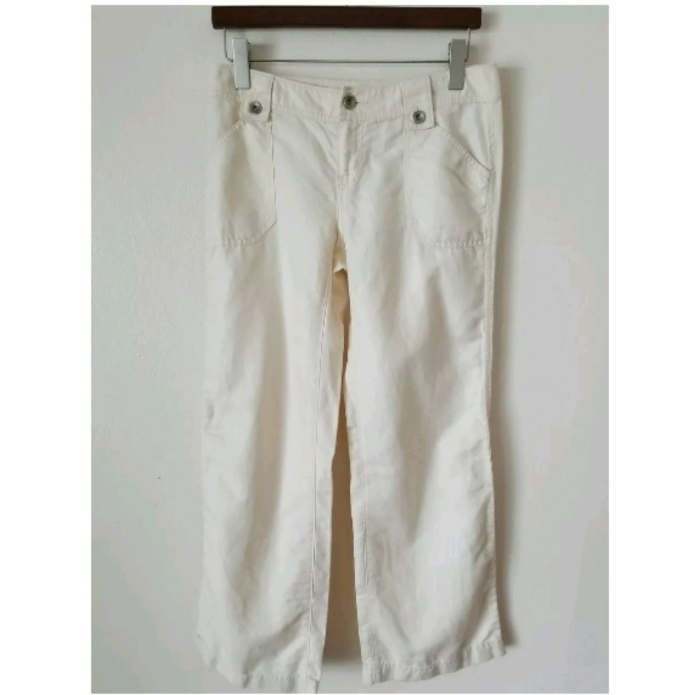 BANANA REPUBLIC Linen Blend Pants 2 Ivory Wide Leg